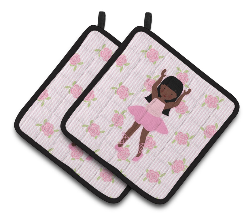 Picture of Carolines Treasures BB5180PTHD Ballerina African American Long Hair Pair of Pot Holders
