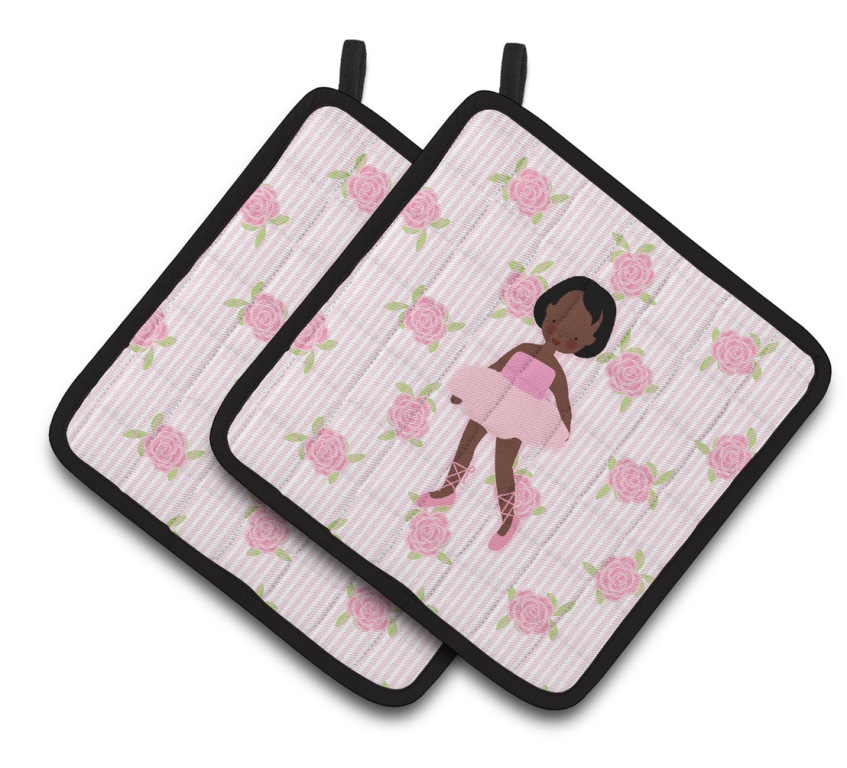Picture of Carolines Treasures BB5190PTHD Ballerina African American Short Hair Pair of Pot Holders