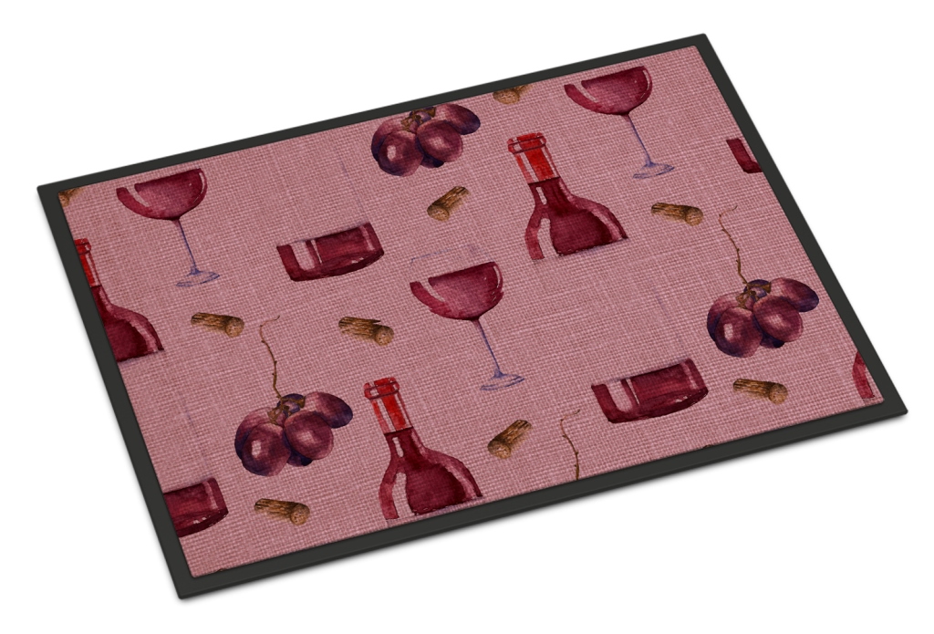Picture of Carolines Treasures BB5195JMAT Red Wine on Linen Indoor or Outdoor Mat, 24 x 36 in.