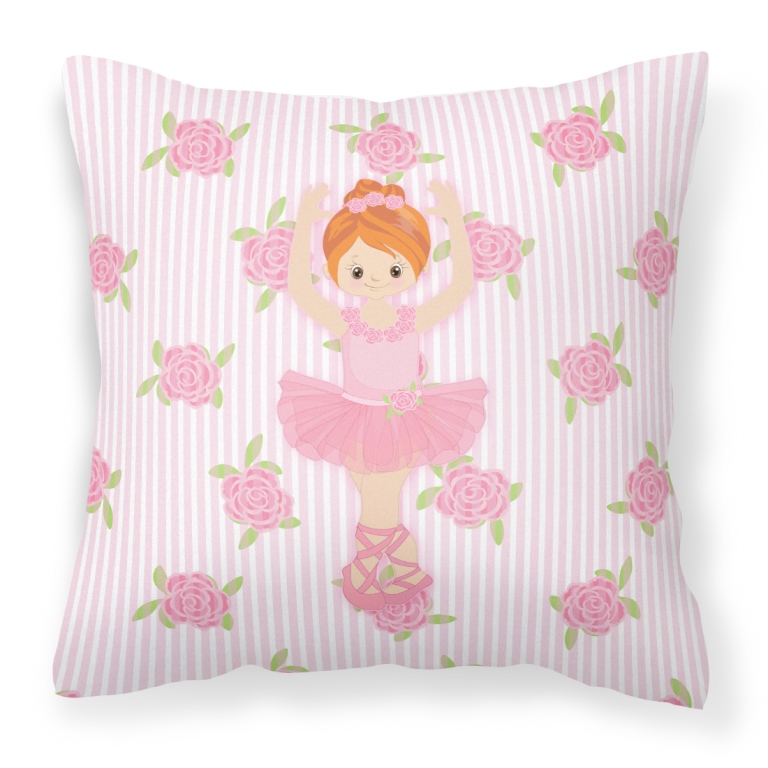 Ballerina Red Front Pose Fabric Decorative Pillow - 18 x 3 x 18 in.