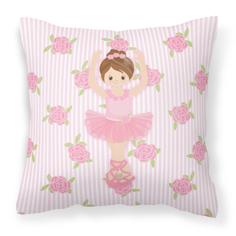 BB5173PW1818 Ballerina Brunette Front Pose Fabric Decorative Pillow - 18 x 3 x 18 in.