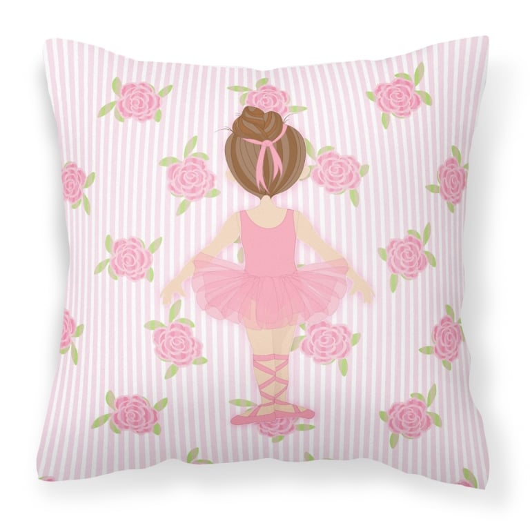Ballerina Brunette Back Pose Fabric Decorative Pillow - 18 x 3 x 18 in.