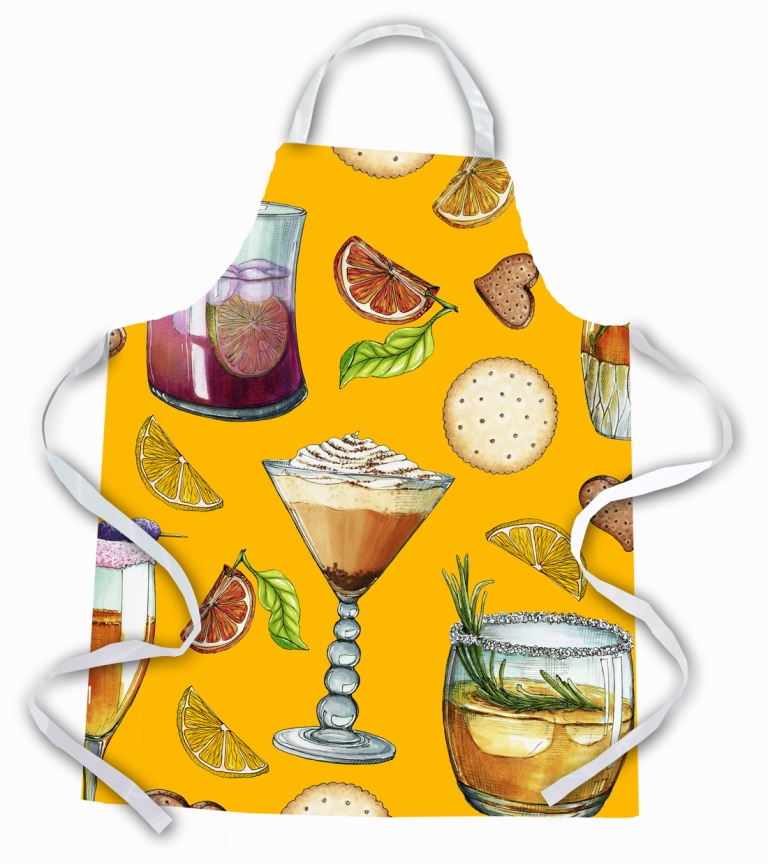 Picture of Carolines Treasures BB5202APRON Drinks & Cocktails Gold Apron