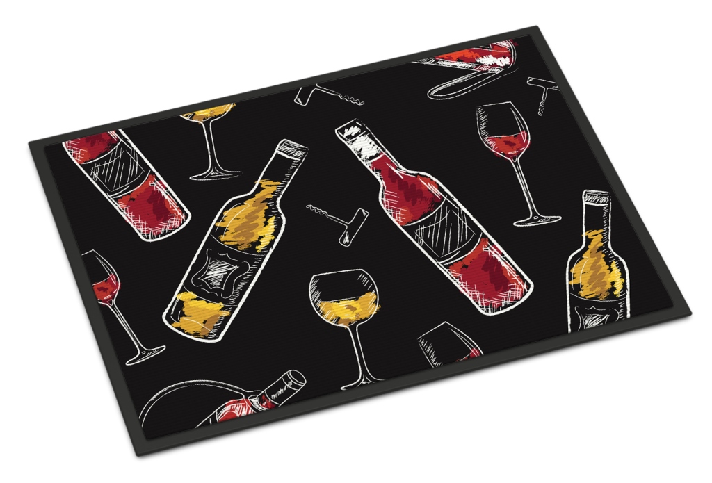 Red & White Wine on Black Indoor or Outdoor Mat - 24 x 36 in.