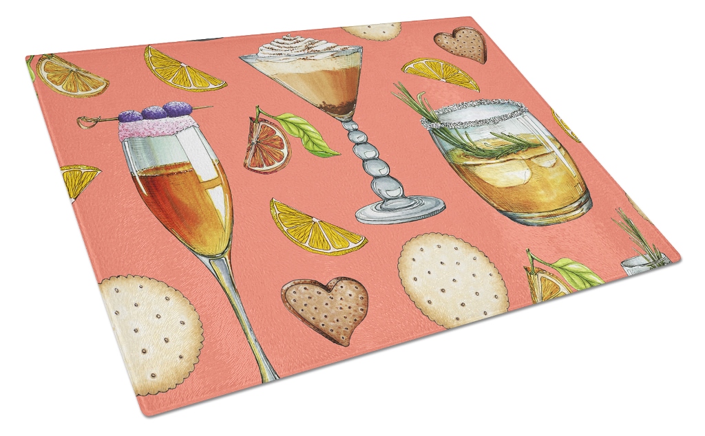 Drinks & Cocktails Salmon Glass Cutting Board - Large