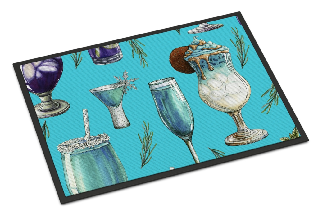 Drinks & Cocktails Blue Indoor or Outdoor Mat, 18 x 27 in.