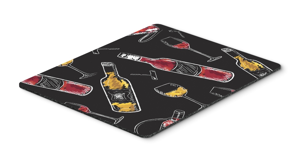 Red & White Wine on Black Mouse Pad, Hot Pad or Trivet