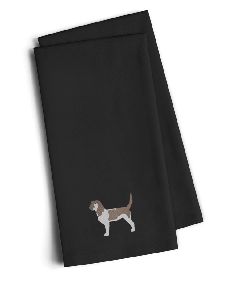 Picture of Carolines Treasures BB3390BKTWE Grand Basset Griffon Vendeen Black Embroidered Kitchen Towel, Set of 2