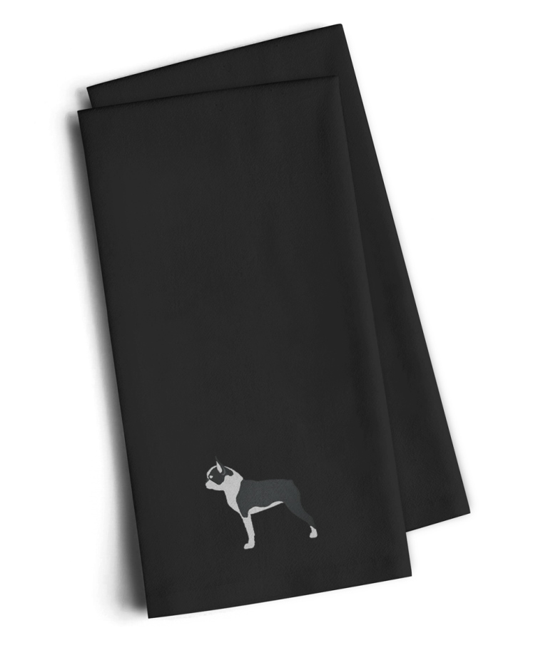 Picture of Carolines Treasures BB3444BKTWE Boston Terrier Black Embroidered Kitchen Towel, Set of 2