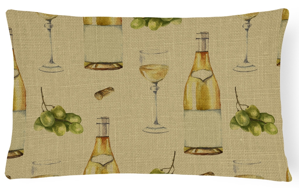 BB5194PW1216 White Wine on Linen Canvas Fabric Decorative Pillow