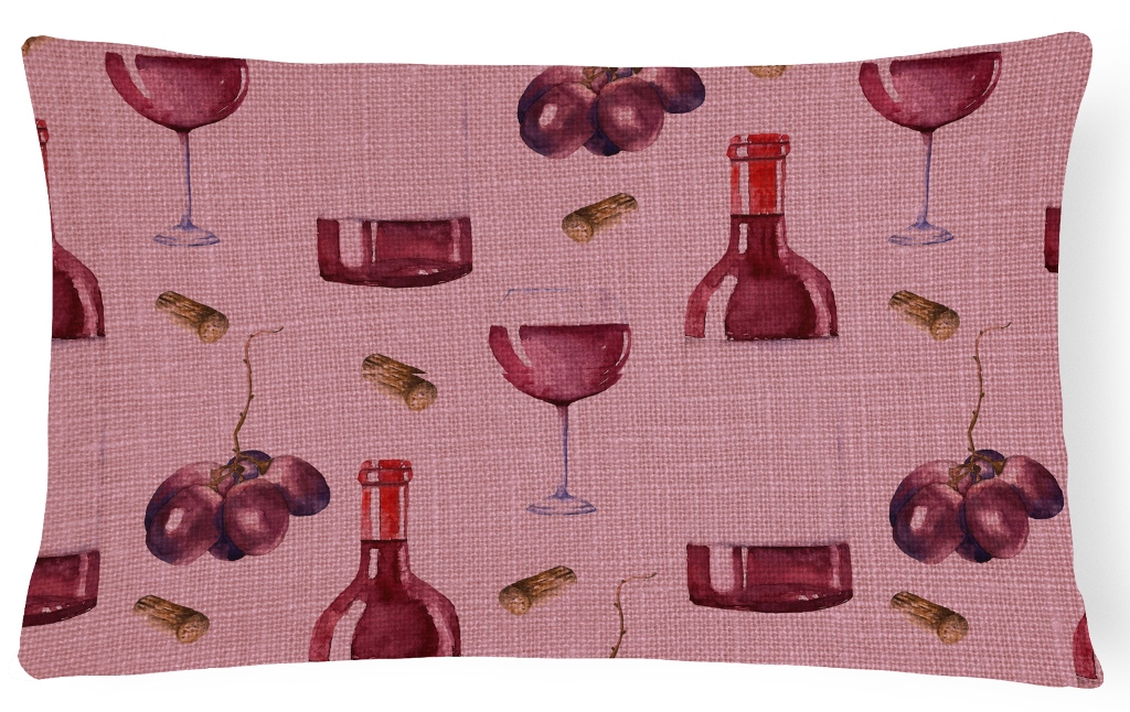Red Wine on Linen Canvas Fabric Decorative Pillow
