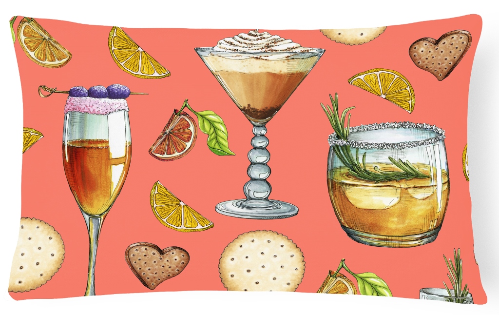 Drinks & Cocktails Salmon Canvas Fabric Decorative Pillow