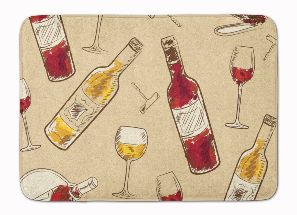 BB5196RUG Red & White Wine Machine Washable Memory Foam Mat