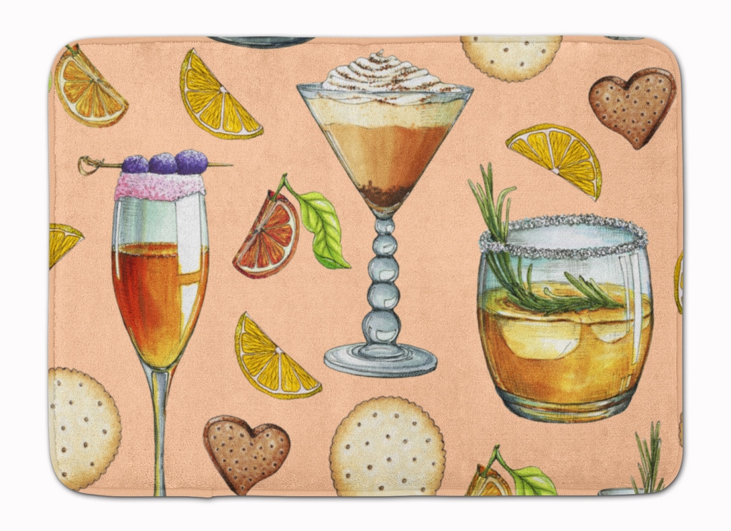 BB5200RUG Drinks & Cocktails Peach Machine Washable Memory Foam Mat