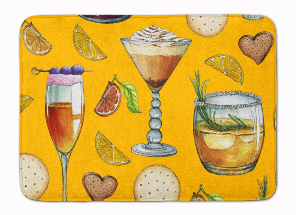 BB5202RUG Drinks & Cocktails Gold Machine Washable Memory Foam Mat