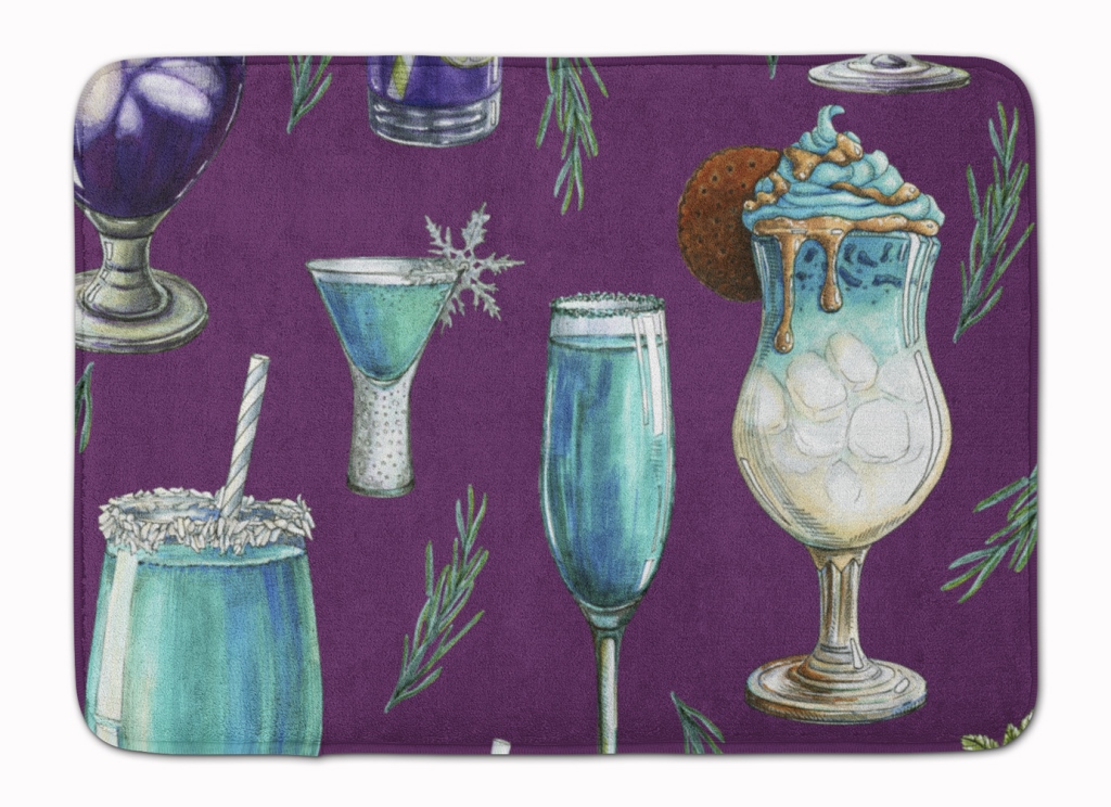 BB5204RUG Drinks & Cocktails Purple Machine Washable Memory Foam Mat