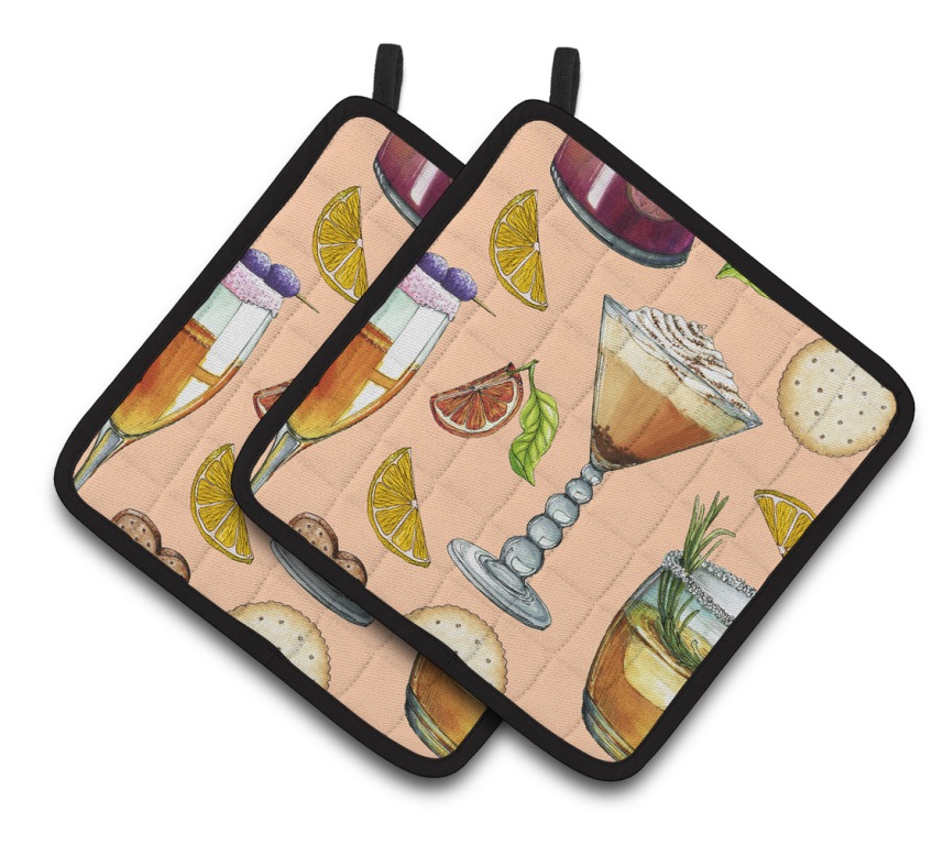 Drinks & Cocktails Peach Pair of Pot Holders