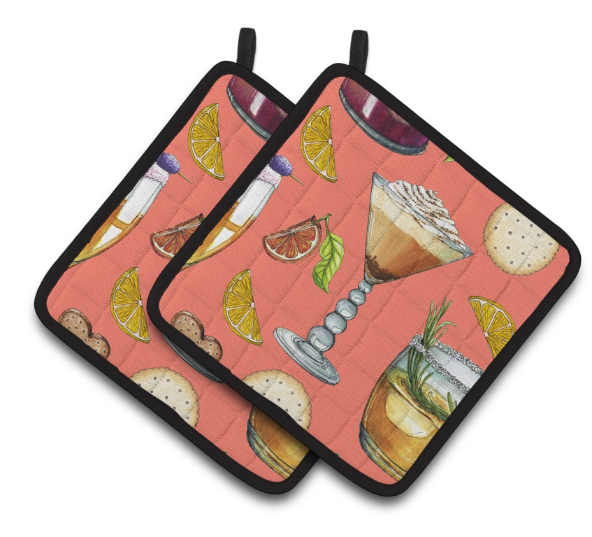Drinks & Cocktails Salmon Pair of Pot Holders