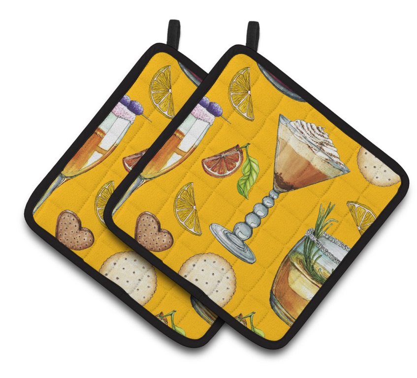 Drinks & Cocktails Gold Pair of Pot Holders