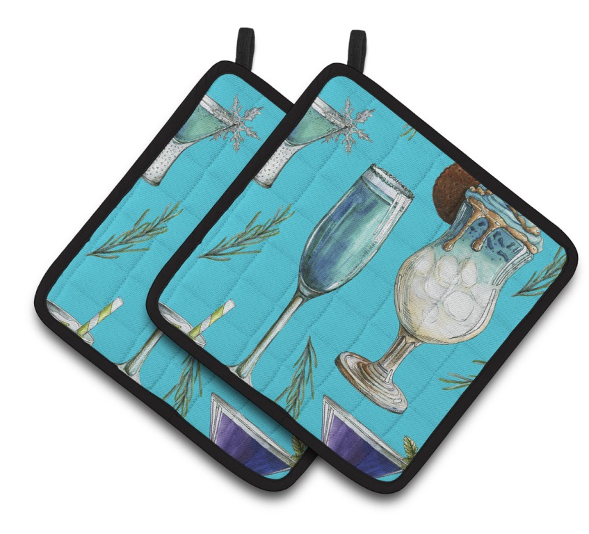 BB5203PTHD Drinks & Cocktails Blue Pair of Pot Holders