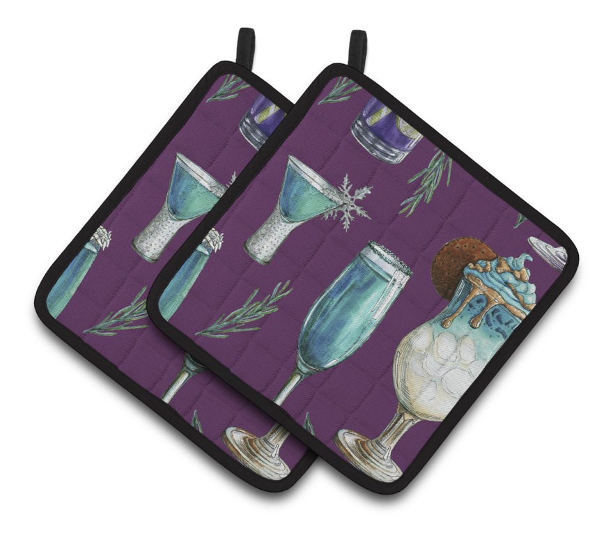 Drinks & Cocktails Purple Pair of Pot Holders