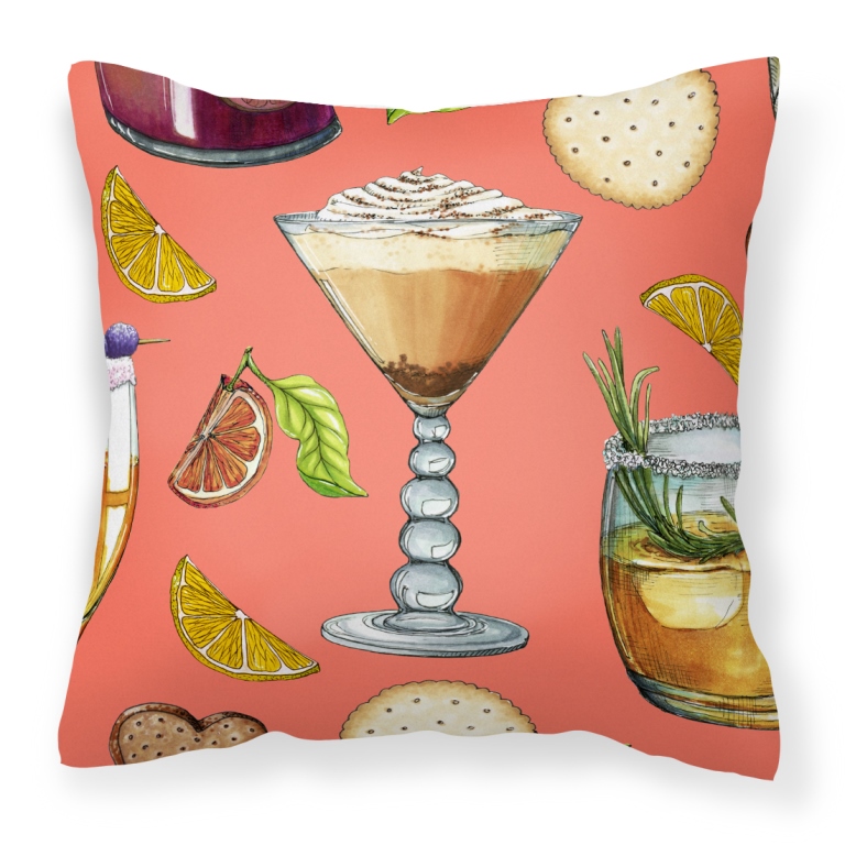 Drinks & Cocktails Salmon Fabric Decorative Pillow