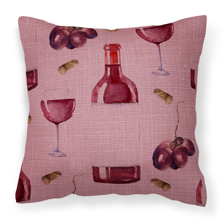 Red Wine on Linen Fabric Decorative Pillow