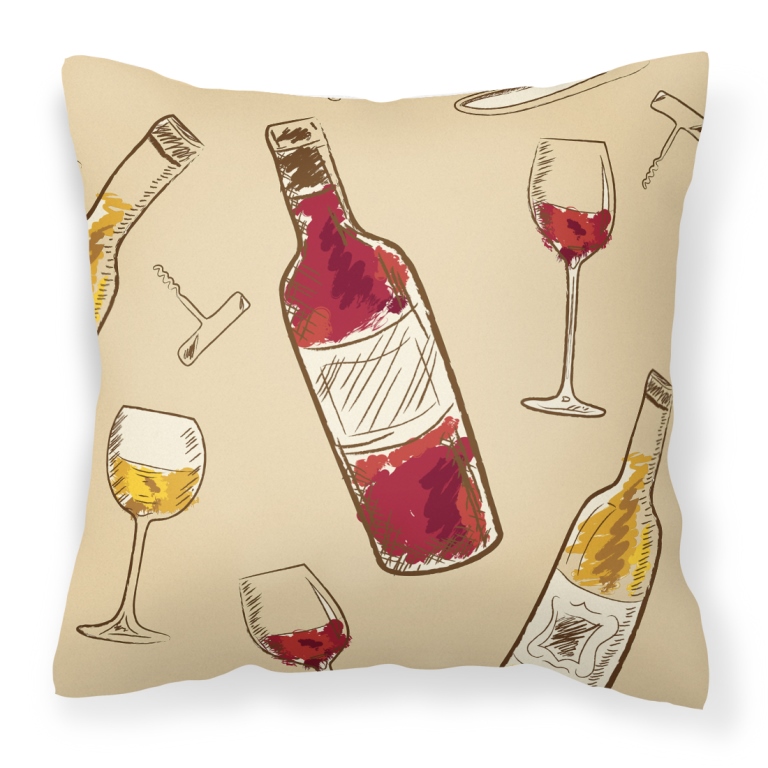Red & White Wine Fabric Decorative Pillow - 18 x 3 x 18 in.