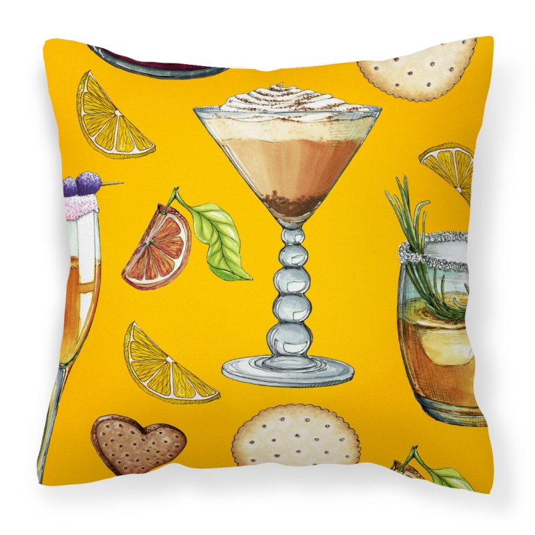 Drinks & Cocktails Gold Fabric Decorative Pillow - 18 x 3 x 18 in.