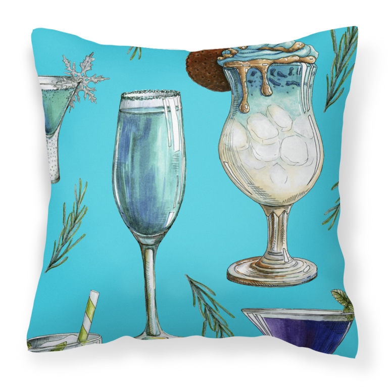 BB5203PW1818 Drinks & Cocktails Blue Fabric Decorative Pillow - 18 x 3 x 18 in.