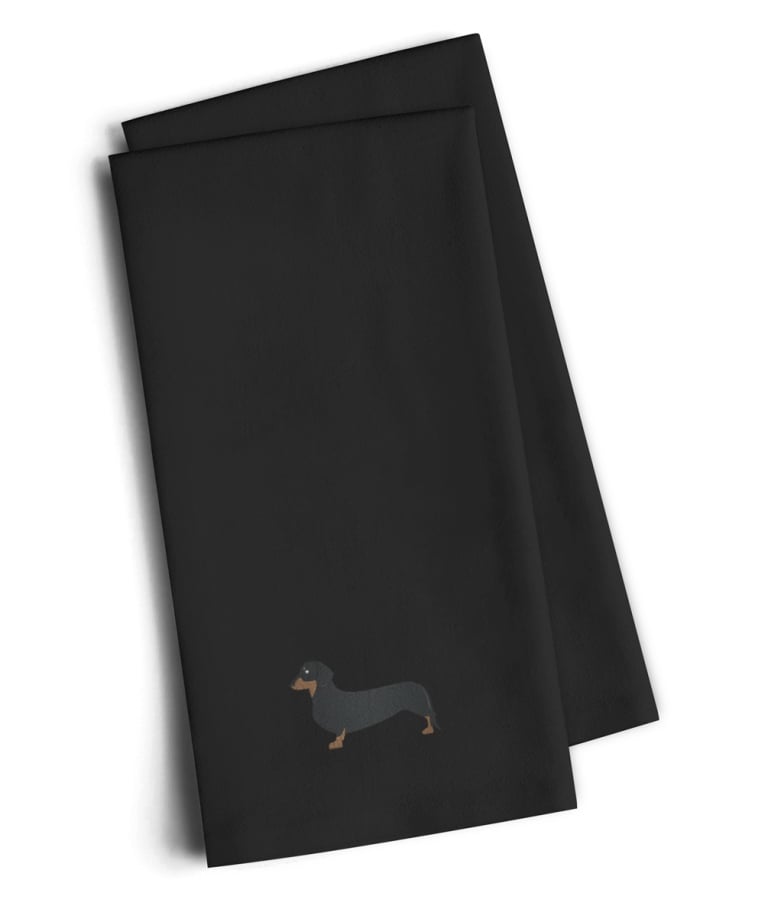 Picture of Carolines Treasures BB3382BKTWE Dachshund Black Embroidered Kitchen Towel, Set of 2