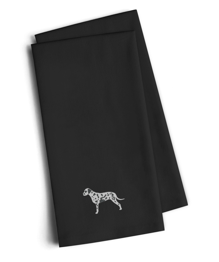 Picture of Carolines Treasures BB3383BKTWE Dalmatian Black Embroidered Kitchen Towel, Set of 2