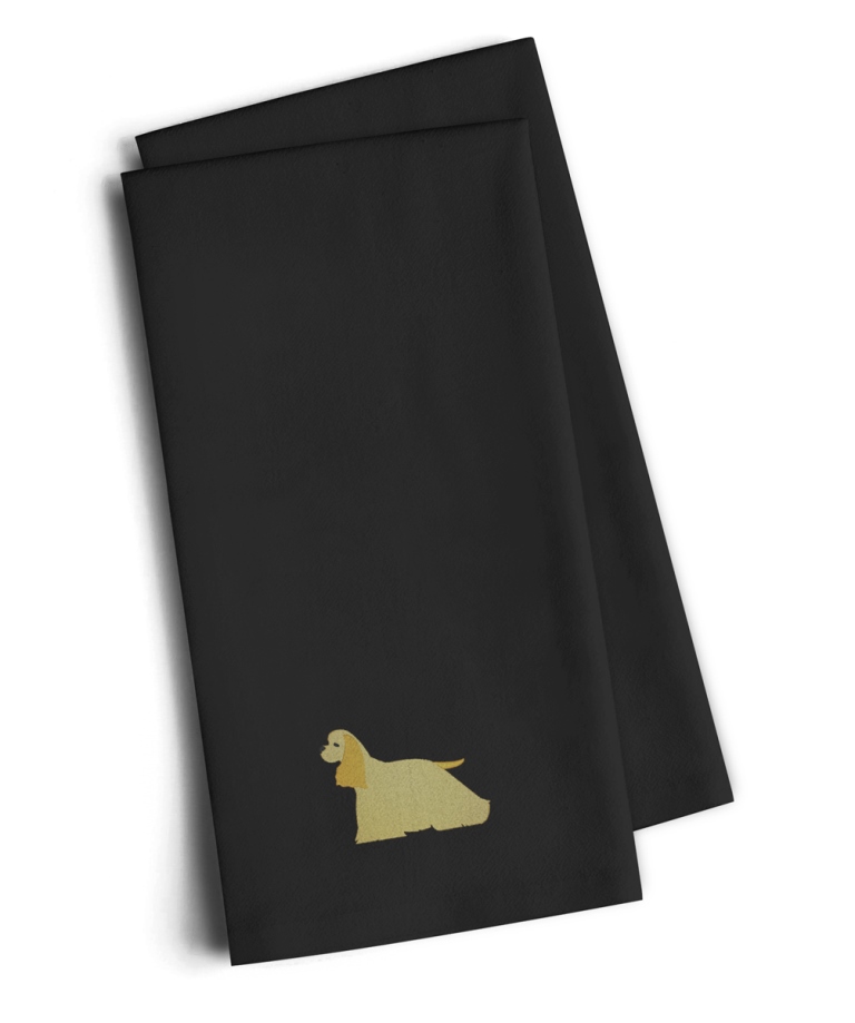 Picture of Carolines Treasures BB3386BKTWE Cocker Spaniel Black Embroidered Kitchen Towel, Set of 2
