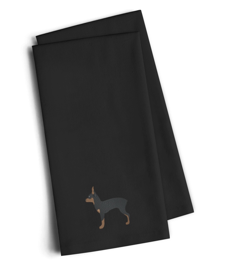 Picture of Carolines Treasures BB3387BKTWE Toy Fox Terrier Black Embroidered Kitchen Towel, Set of 2