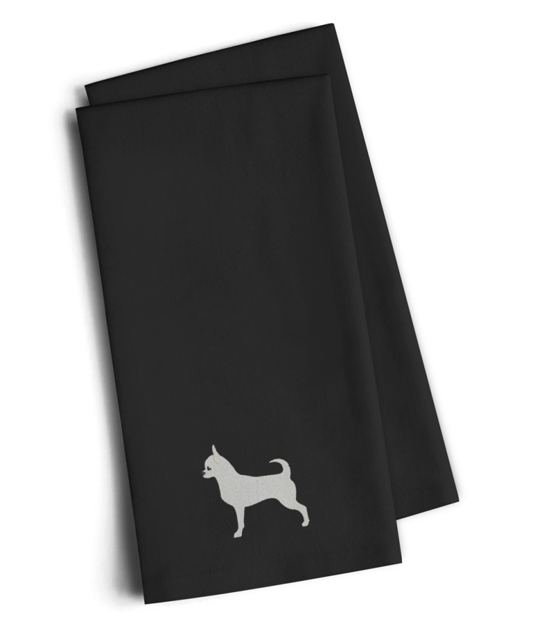 Picture of Carolines Treasures BB3450BKTWE Chihuahua Black Embroidered Kitchen Towel, Set of 2
