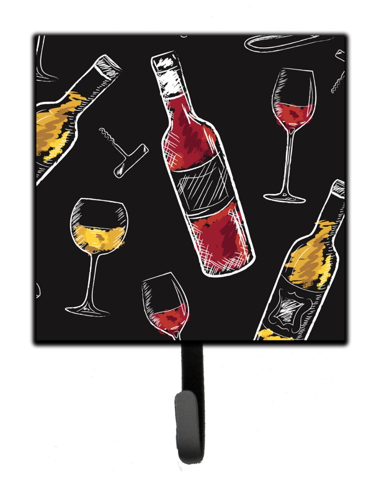 Red & White Wine on Black Leash or Key Holder