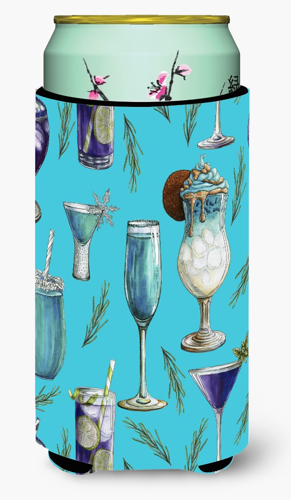 Drinks & Cocktails Blue Tall Boy Beverage Insulator Hugger