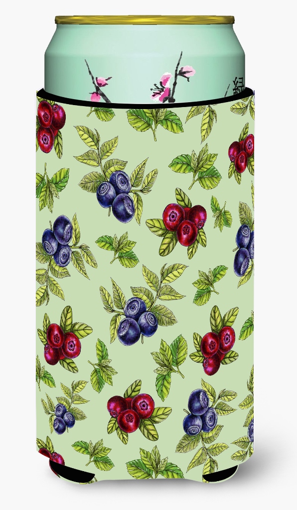 Berries in Green Tall Boy Beverage Insulator Hugger