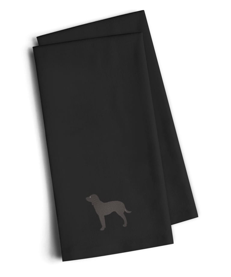 American Water Spaniel Black Embroidered Kitchen Towel - Set of 2