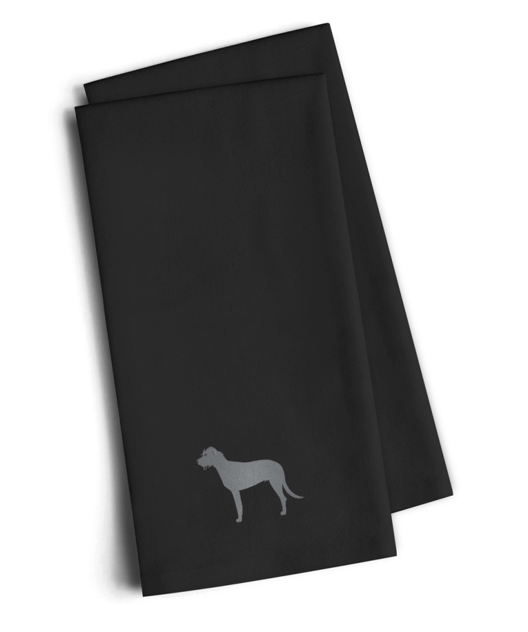 Irish Wolfhound Black Embroidered Kitchen Towel - Set of 2