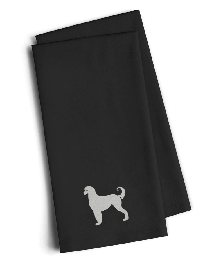 BB3406BKTWE Afghan Hound Black Embroidered Kitchen Towel, Set of 2