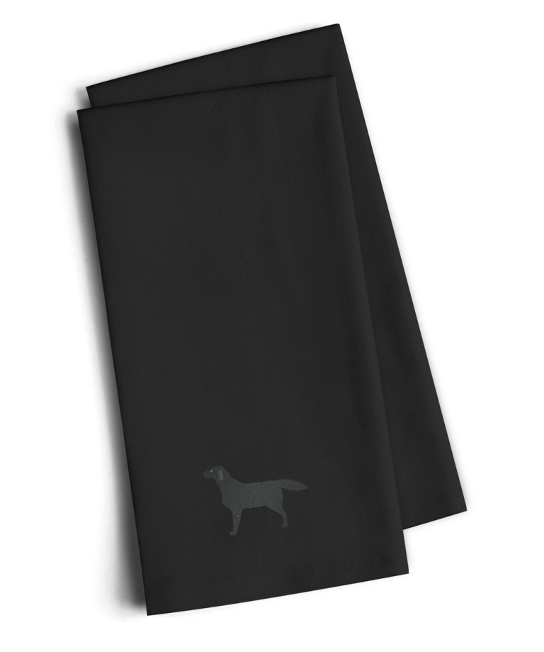 BB3408BKTWE Black Labrador Retriever Black Embroidered Kitchen Towel, Set of 2