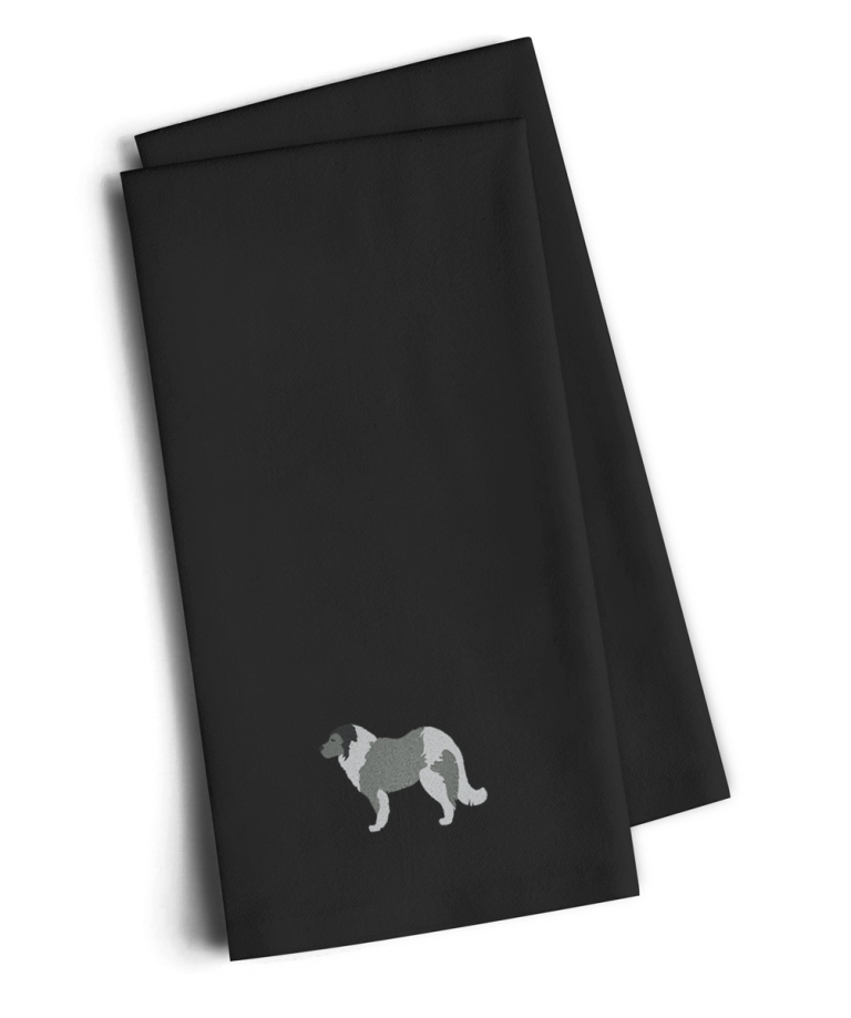 Picture of Carolines Treasures BB3425BKTWE Caucasian Shepherd Dog Black Embroidered Kitchen Towel, Set of 2