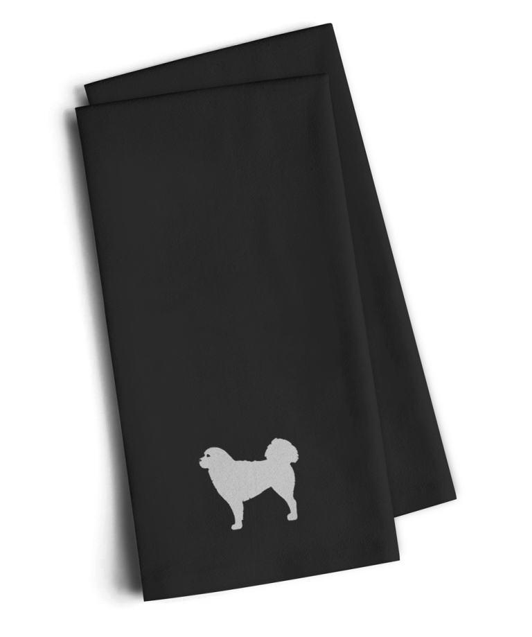 Picture of Carolines Treasures BB3427BKTWE Polish Tatra Sheepdog Black Embroidered Kitchen Towel, Set of 2