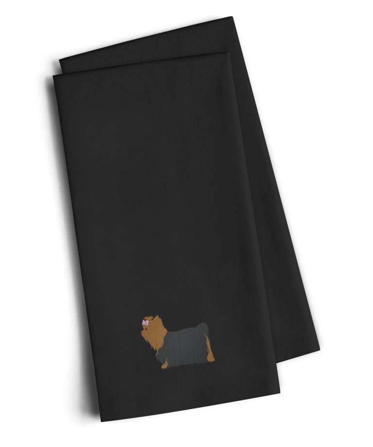 Picture of Carolines Treasures BB3434BKTWE Yorkshire Terrier Yorkie Black Embroidered Kitchen Towel, Set of 2