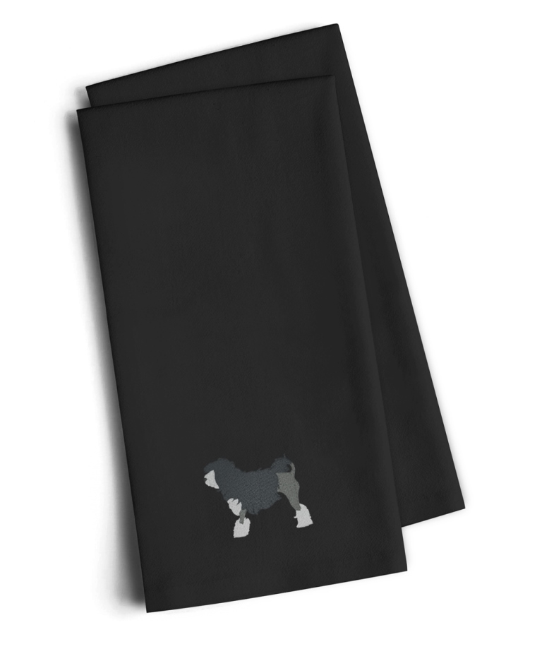 Picture of Carolines Treasures BB3435BKTWE Lowchen Black Embroidered Kitchen Towel, Set of 2