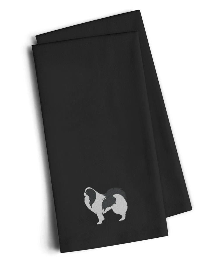 Picture of Carolines Treasures BB3437BKTWE Japanese Chin Black Embroidered Kitchen Towel, Set of 2
