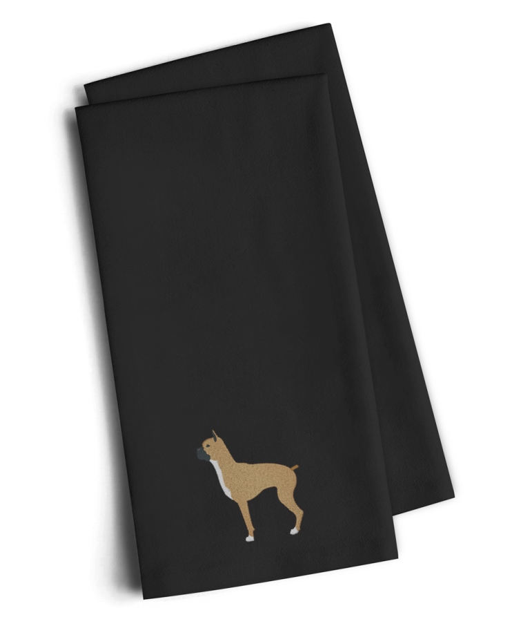 Picture of Carolines Treasures BB3453BKTWE Boxer Black Embroidered Kitchen Towel, Set of 2