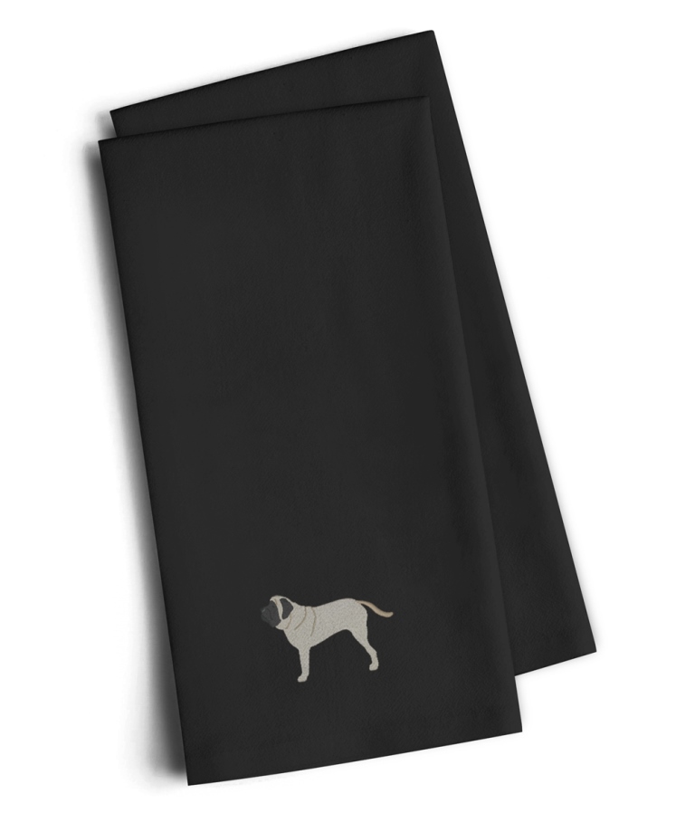 Picture of Carolines Treasures BB3456BKTWE English Mastiff Black Embroidered Kitchen Towel, Set of 2