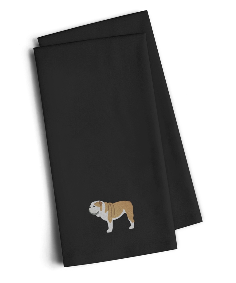 Picture of Carolines Treasures BB3462BKTWE English Bulldog Black Embroidered Kitchen Towel, Set of 2